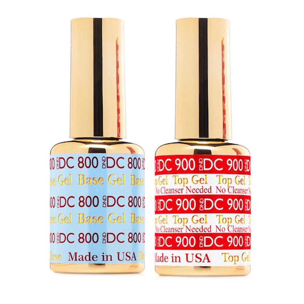 Conjunto de esmaltes em gel DND DC Base Gel 800 e Top Gel No Cleanse 900
