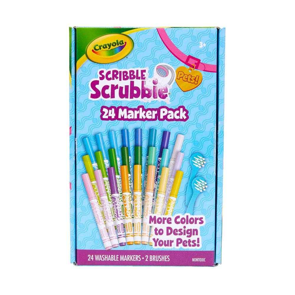 Conjunto de marcadores Crayola Scribble Scrubbie Pets 24 laváveis para crianças
