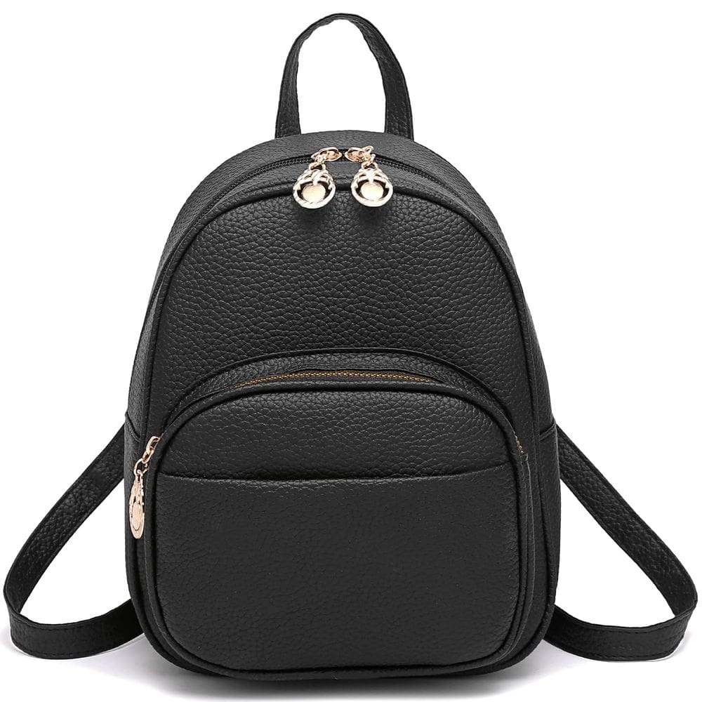 Mini mochila Barsine para mulheres e meninas de couro preta
