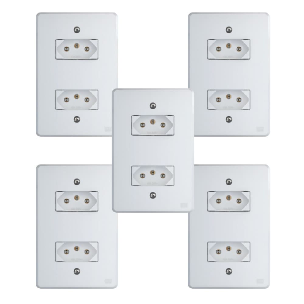 Kit Conjunto Tomada 4x2 | 2 módulos 2P+T 10A 250V 5 peças