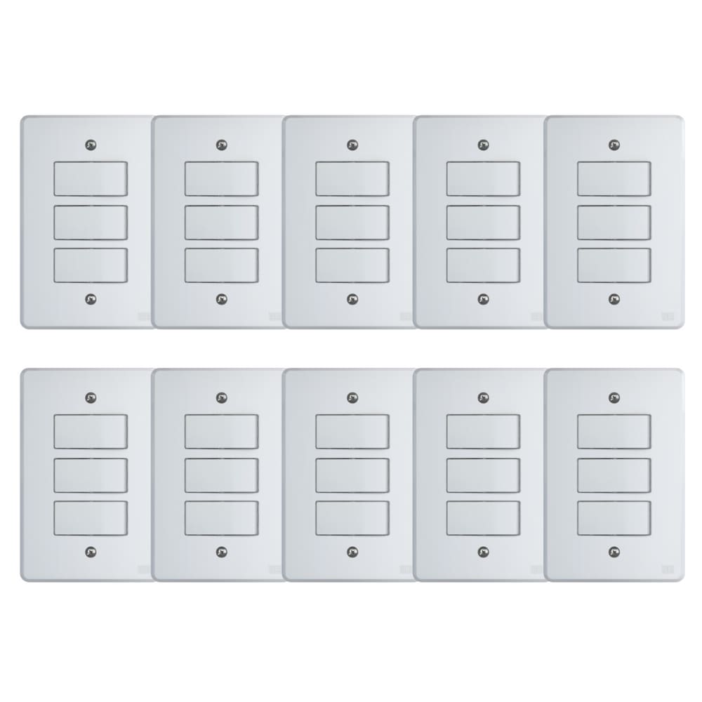 Kit Conjunto Interruptor 4x2 | 3 Teclas Simples 10A 250V 10 peças
