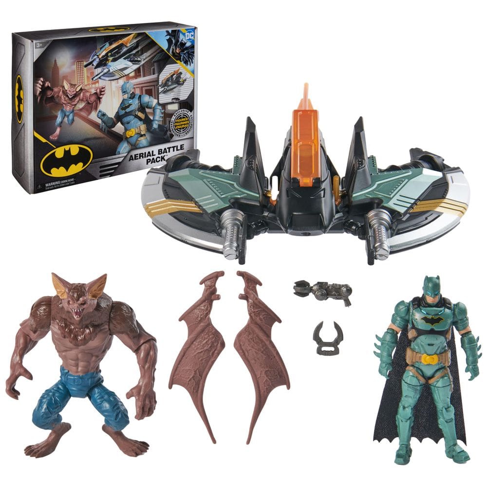 Pacote de batalha aérea Batman da Toy DC Comics Batman Batwing com Batman e Man-Bat