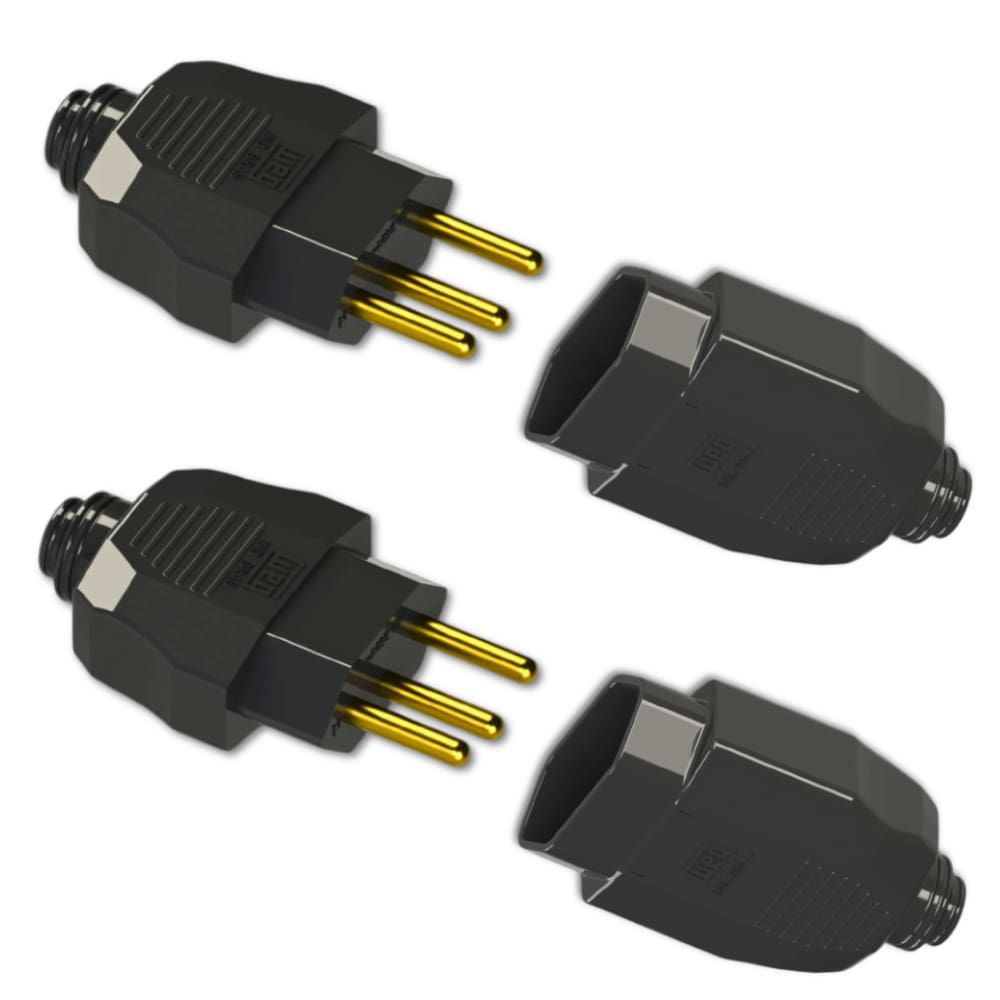Kit Conjunto Fêmea + Macho 2P+T 20A 250Vca Preto 5 pares