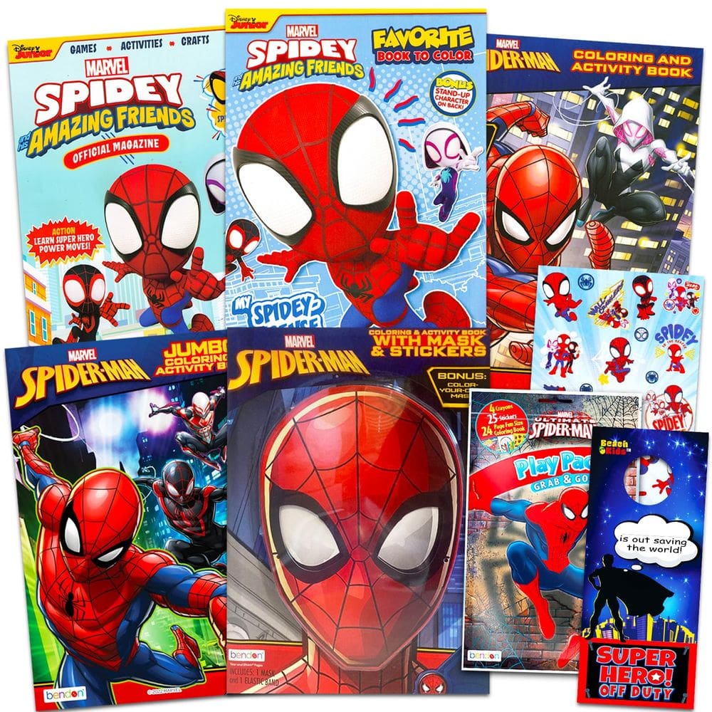 Conjunto de livros para colorir Crenstone Spiderman para crianças com adesivos