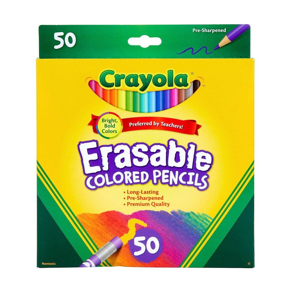 Lápis de cor Crayola Erasable (50 ct) para colorir adultos