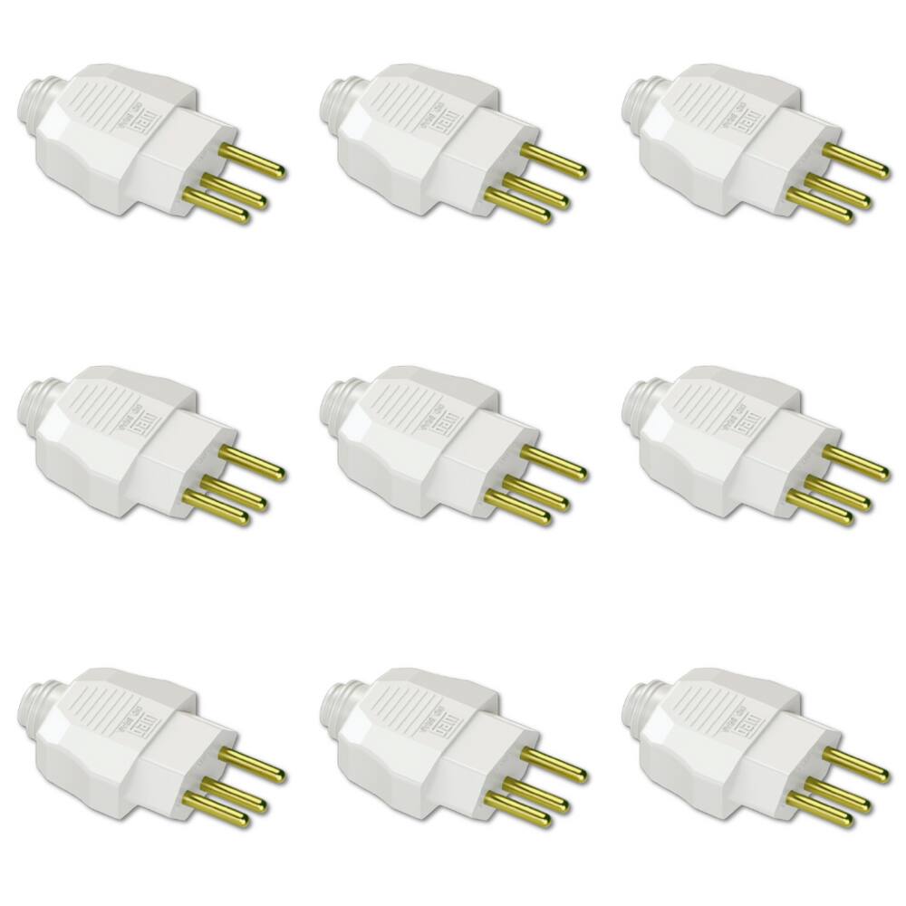 Kit Plugue Macho 2P+T 10A 250Vca Branco 10 peças
