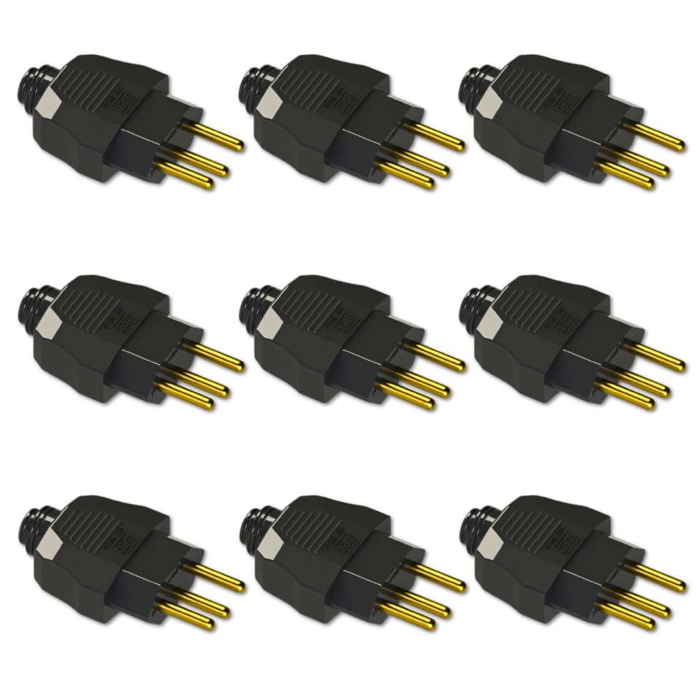 Kit Plugue Macho 2P+T 20A 250Vca Preto 50 peças