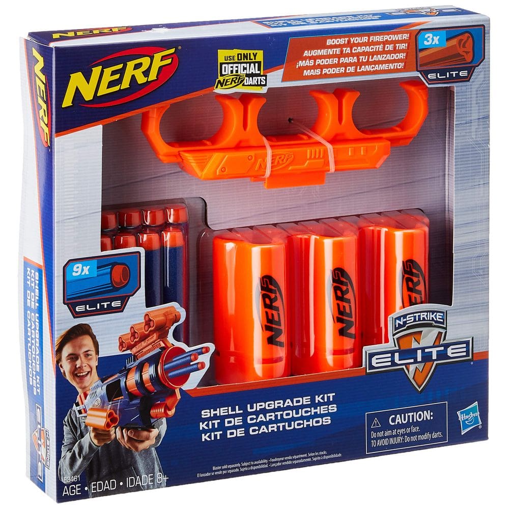 Kit de atualização Nerf 3 Shells 9 Darts com suporte de conchas