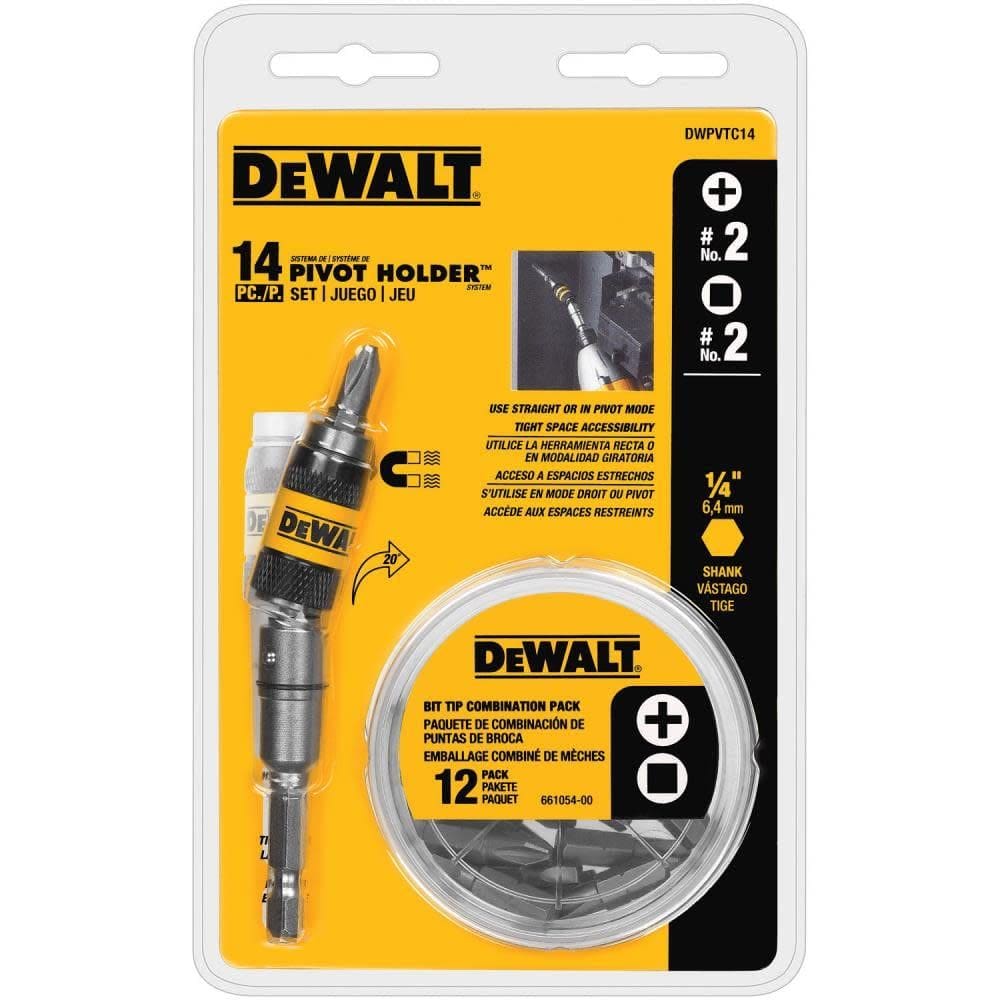 Conjunto de suportes pivotantes DEWALT DWPVTC14 de 14 peças com carga rápida