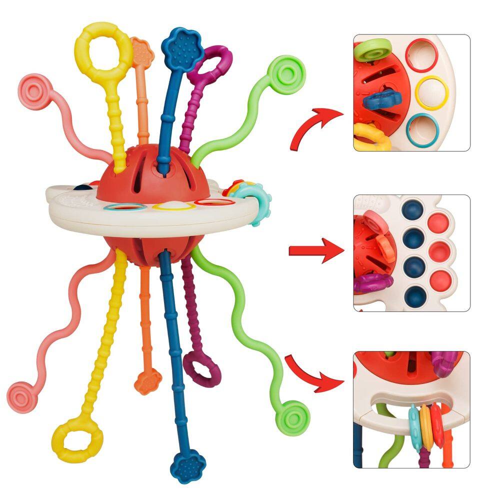 Brinquedo sensorial Tiyol Pull String Silicone Montessori 1+ Year