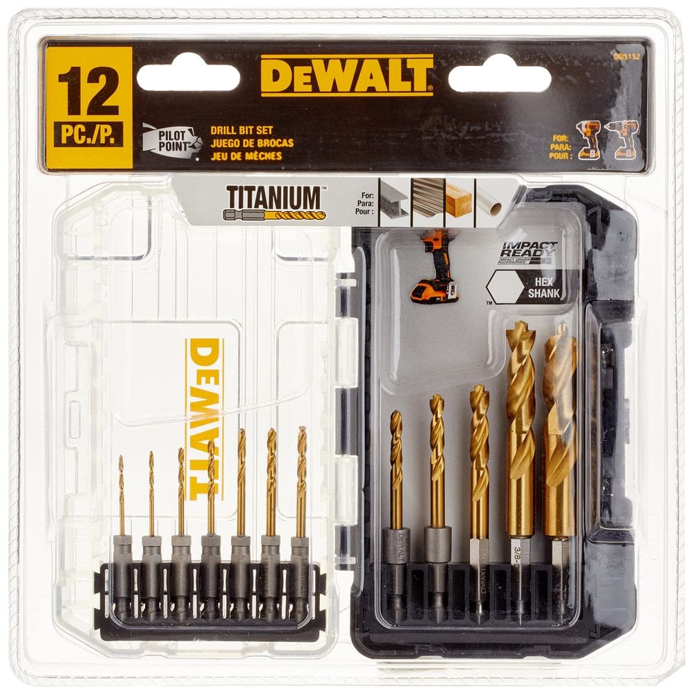 Conjunto de brocas DEWALT Titanium Impact Ready for Metal, 12 unidades