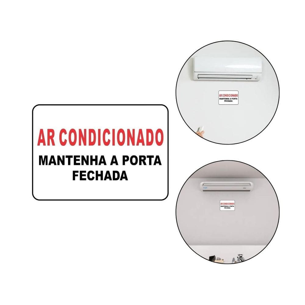 Placa Sinal Ar Condicionado Mantenha Porta Fechada 21X15 Cm