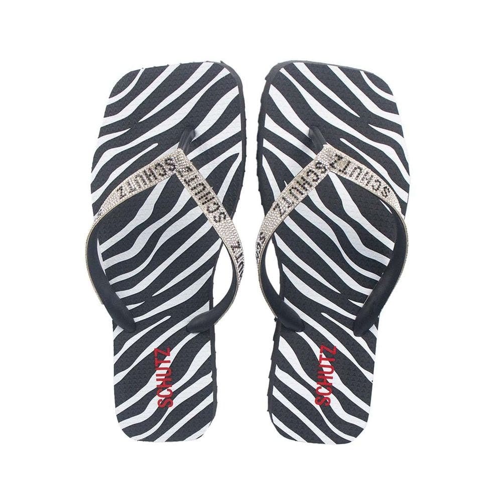 Chinelo Jellys Schutz Tira Metalizada Zebra