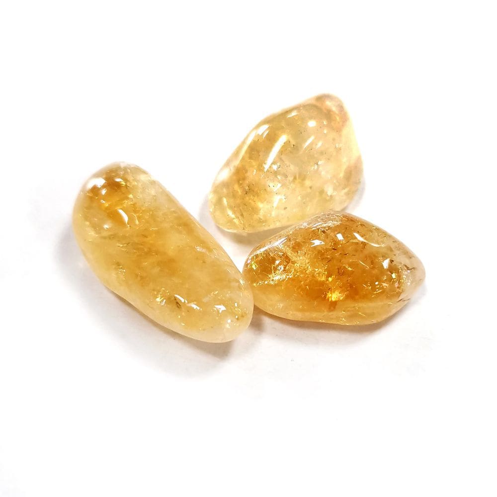 Conjunto de 3 pedras preciosas citrinas, cristais e pedras
