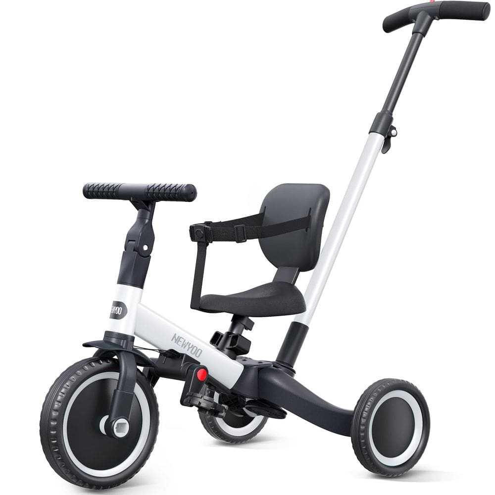 Bicicleta infantil newyoo TR007 4 em 1, triciclo de 1 a 3 anos, branca