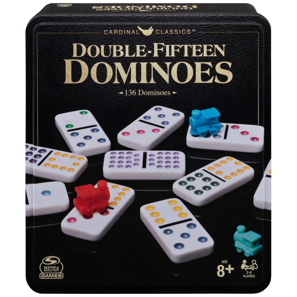 Conjunto de dominós Cardinal Classics Double Fifteen com lata de armazenamento