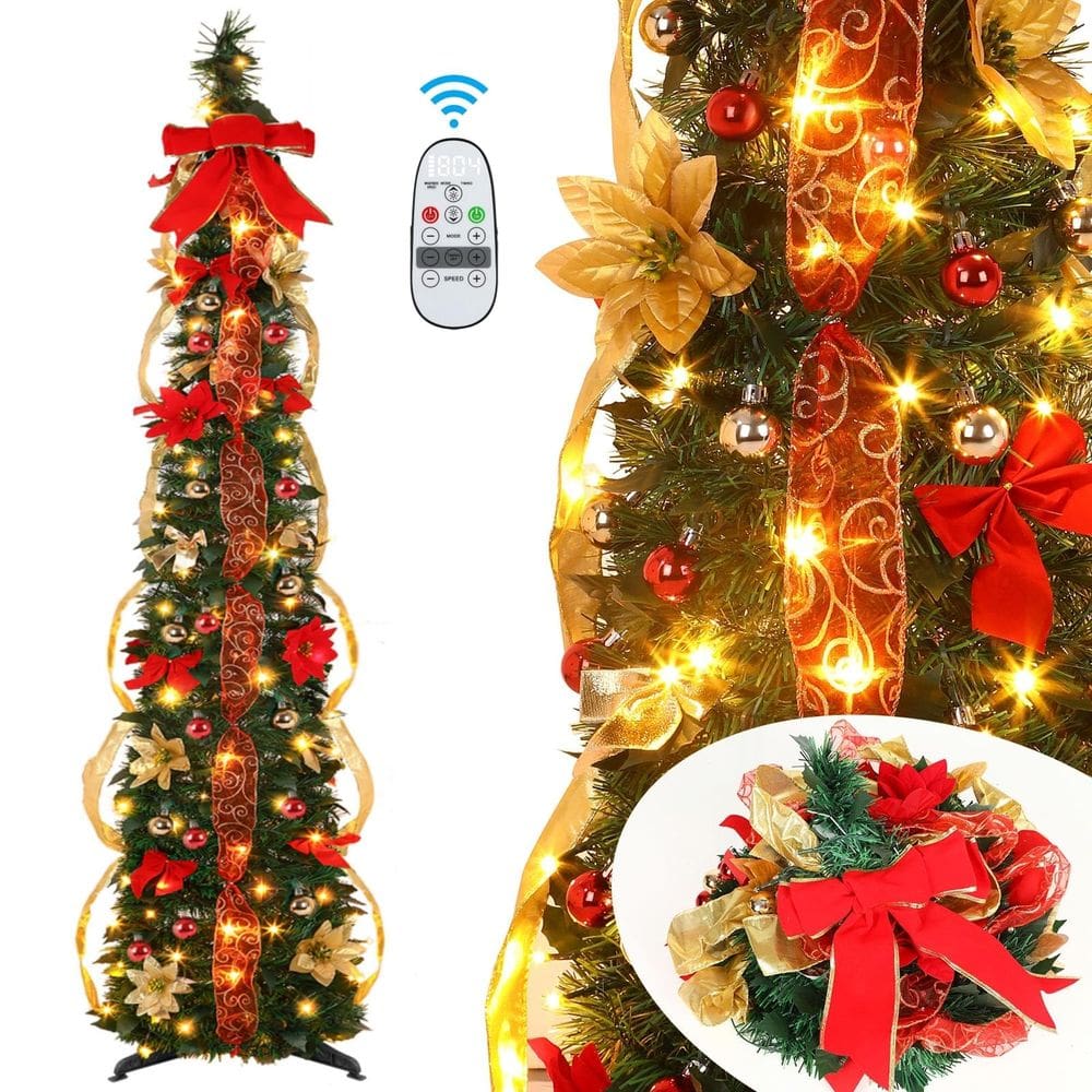 Lápis pré-iluminado Alupssuc Pop Up para árvore de Natal de 6 pés com controle remoto