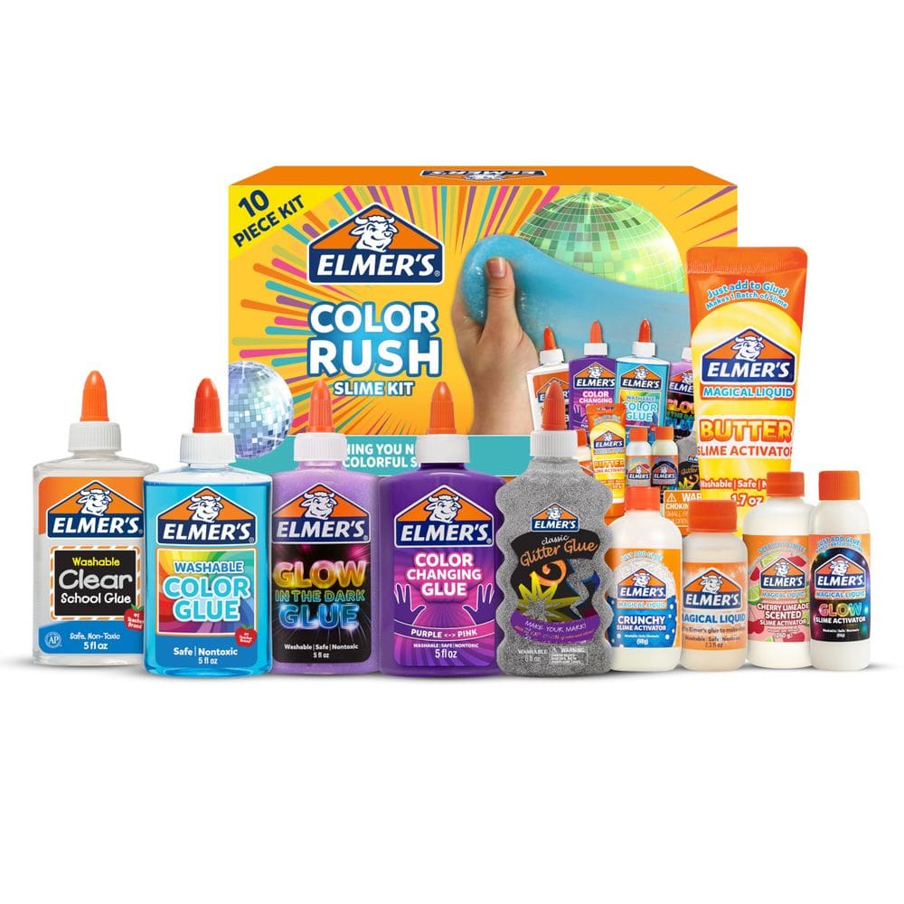 Kit Slime Elmer`s Color Rush com cola líquida e ativador x10