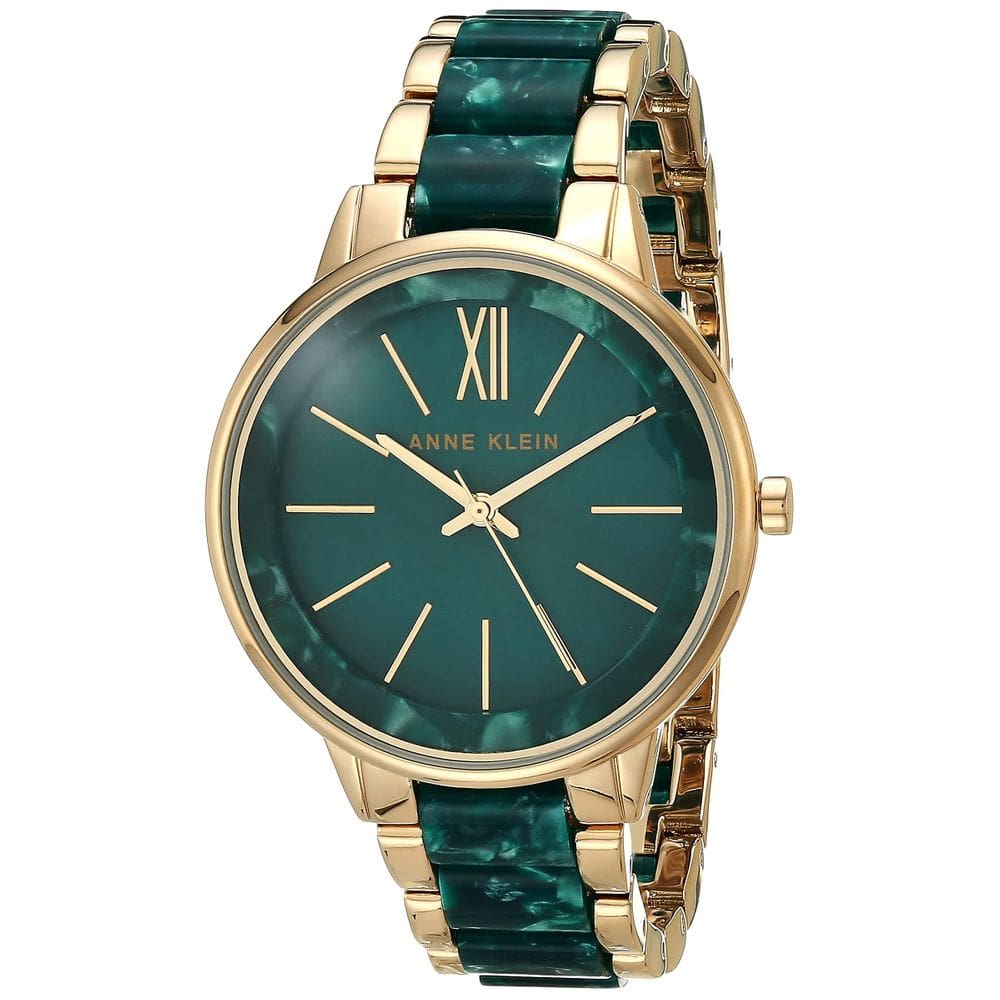 Relógio: pulseira feminina de resina Anne Klein, verde, 30 m, resistente à água