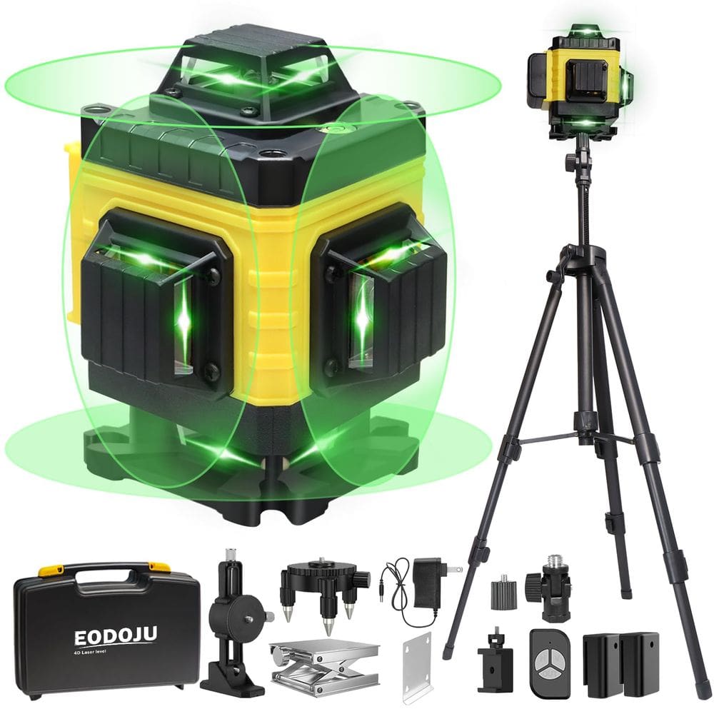 Nível de laser EODOJU 4 x 360° com tripé autonivelante de 16 linhas