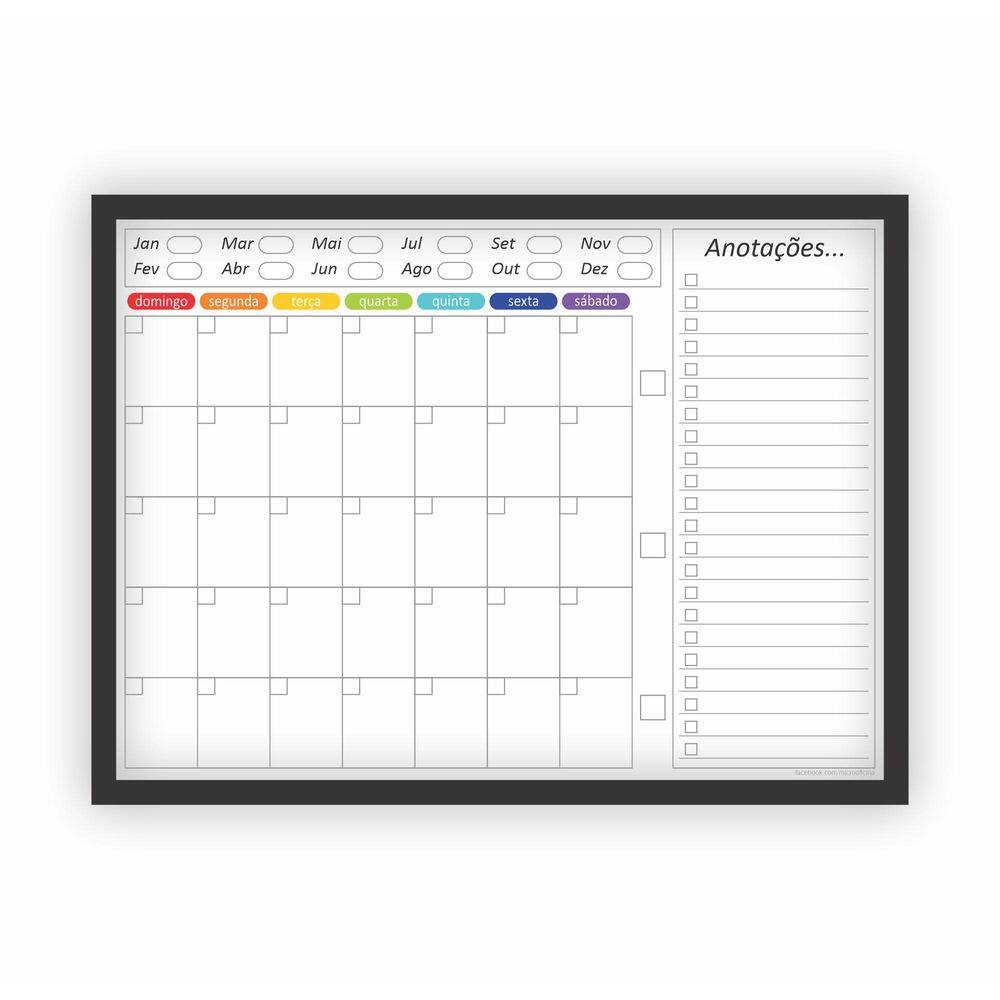 Quadro Planejamento Mensal Planner Com Moldura Mod02
