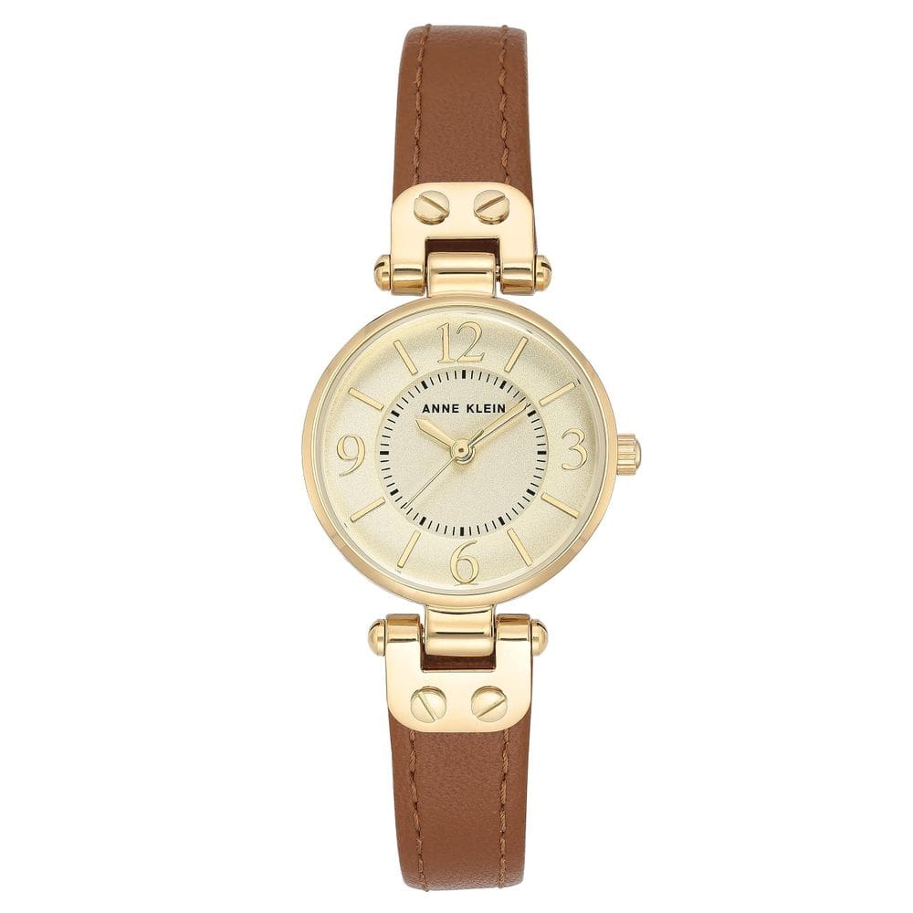 Relógio Anne Klein 109442CHHY com pulseira de couro dourada feminina