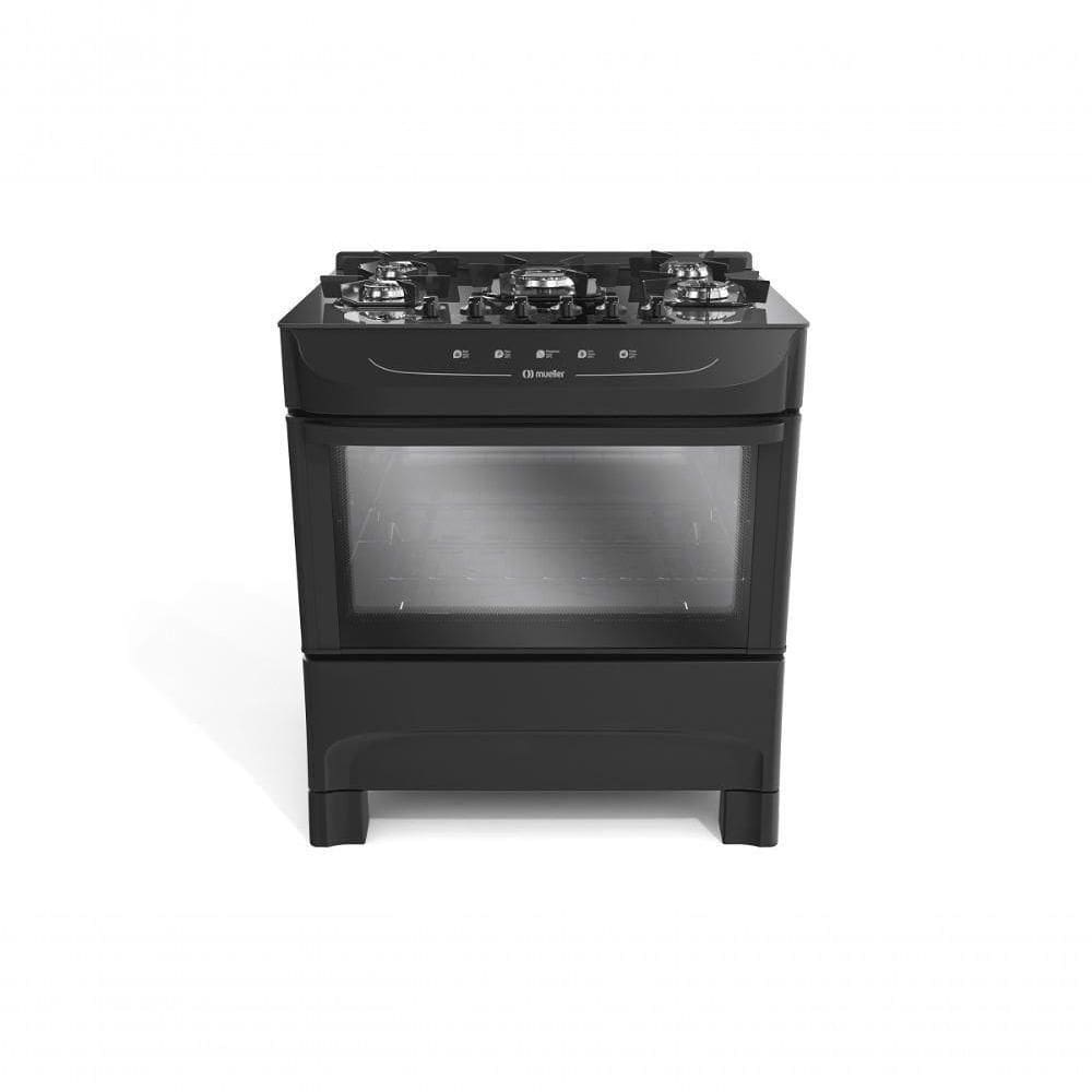 Fogão Mueller 5 Bocas Com Mesa De Vidro Preto MFV5BB Bivolt