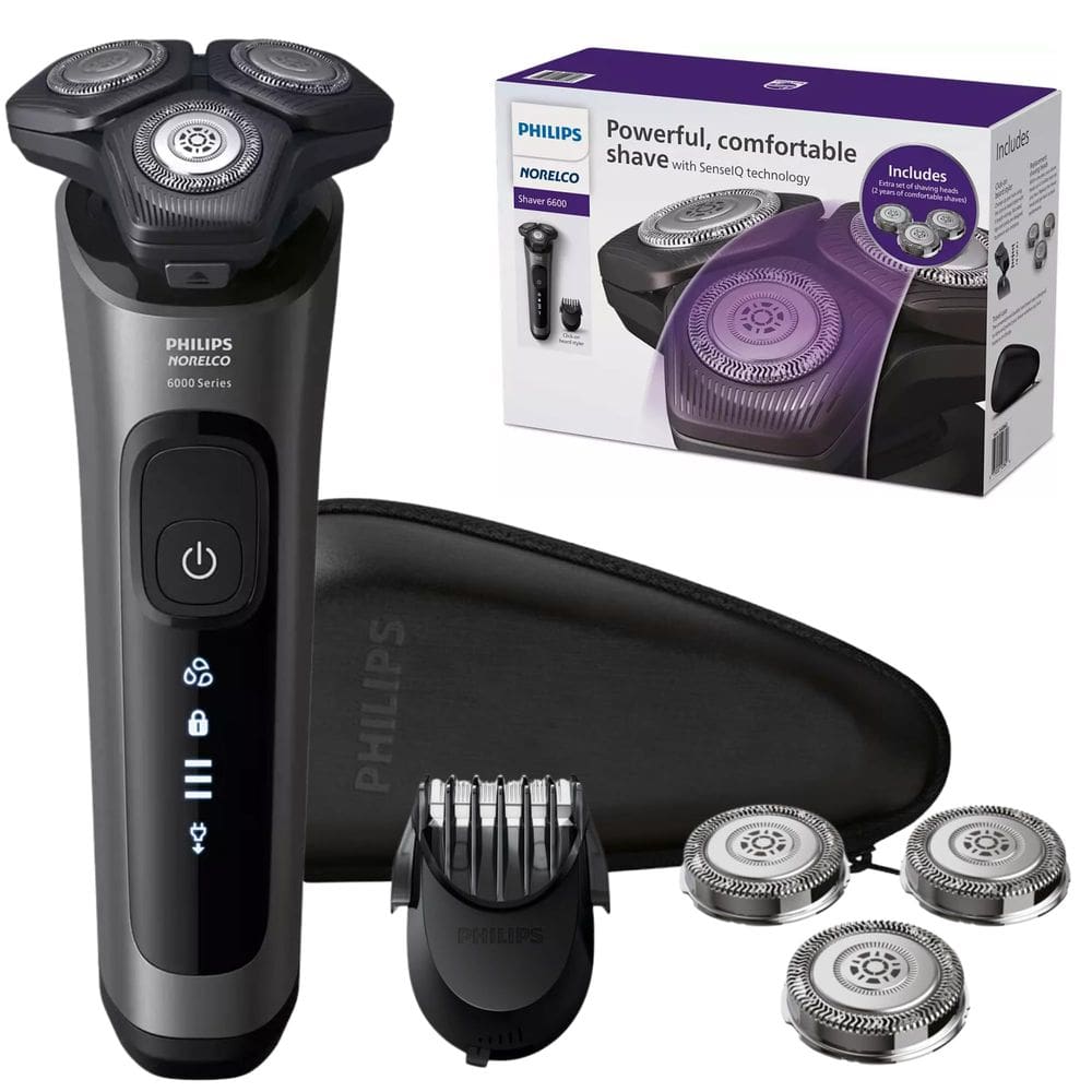 Barbeador Elétrico Philips Recarregável Wet/Dry SenseIQ com Acessórios - Preto