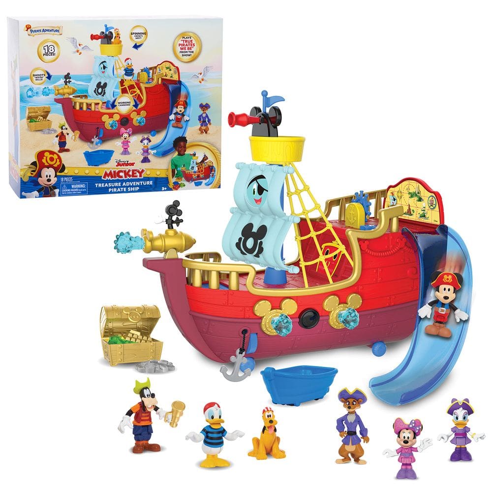 Navio pirata de brinquedo Disney Junior Mickey Mouse Funhouse com bonecos