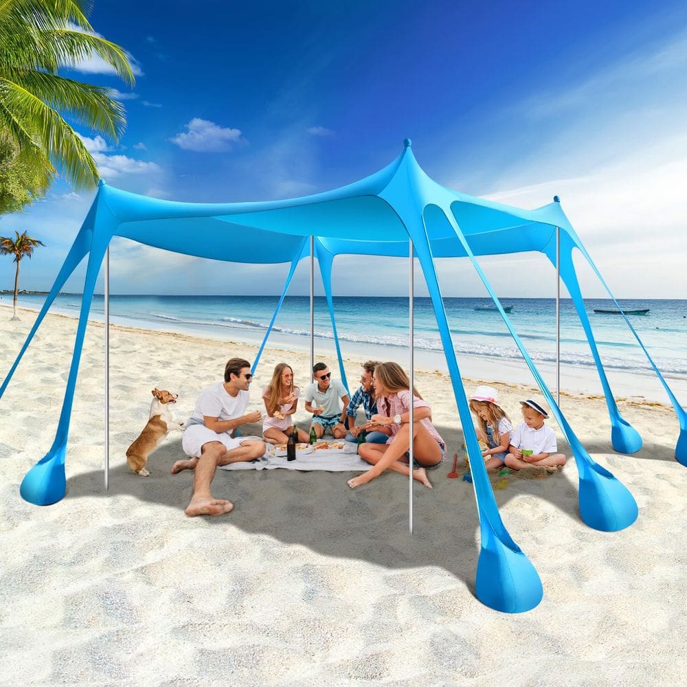 Barraca de praia Rhino Valley Sun Shelter UPF50+ com sacos de areia