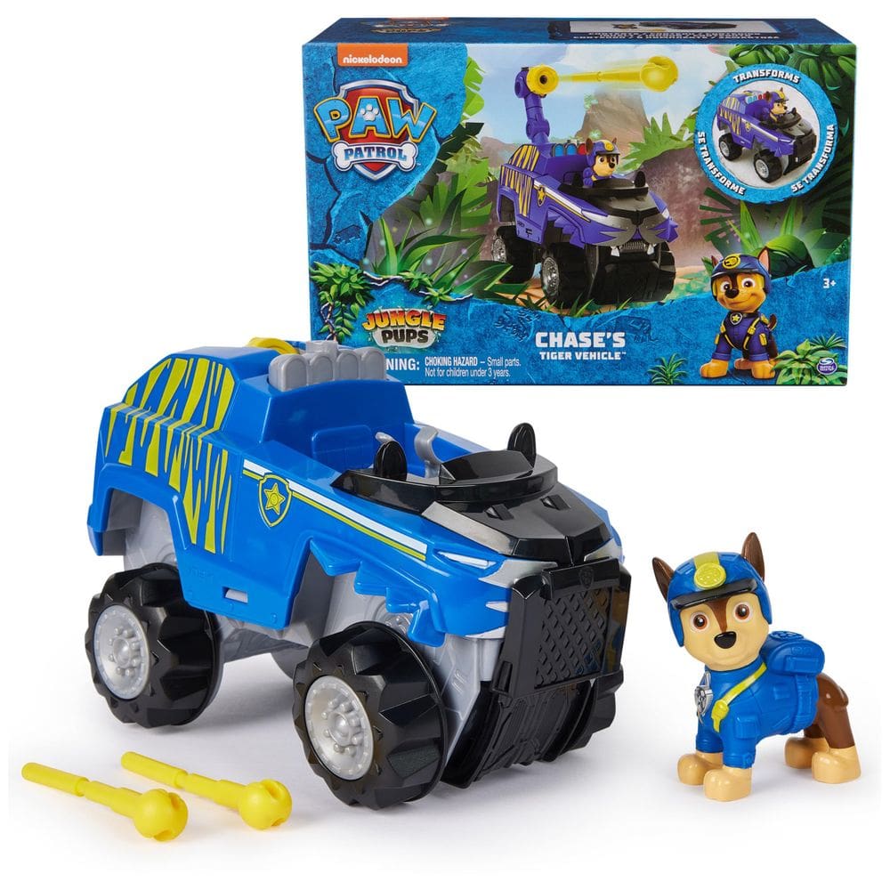 Caminhão de brinquedo Paw Patrol Jungle Pups Chase Tiger com Figura 3+