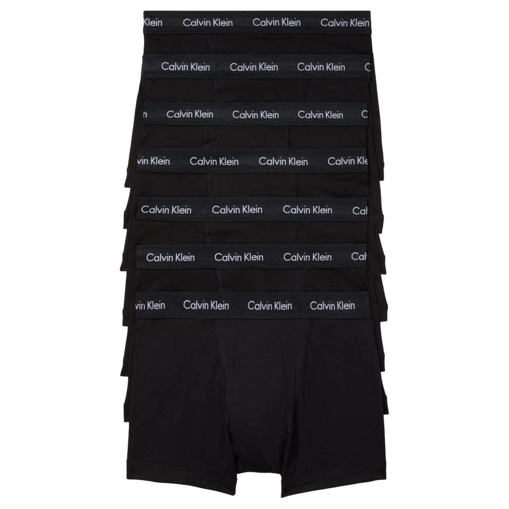 Baú de algodão elástico Calvin Klein para homens, pacote com 7 unidades, preto, tamanho L