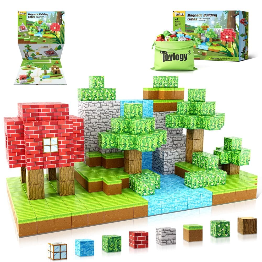 Blocos magnéticos Toy Toylogy Build Mine Magnet World com 48 unidades