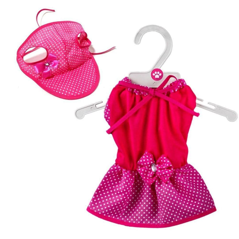 Kit Boné E Vestido De Verão - Rosa Poa Pp