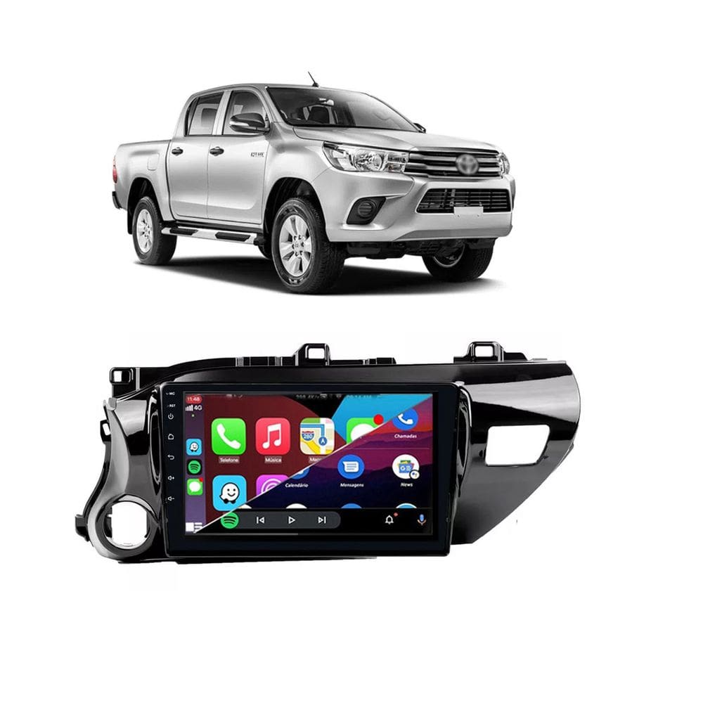 Kit Multimídia Hilux SRV SRX 2016 9 Pol Android Carplay 2/32GB - 915BR ROADSTAR