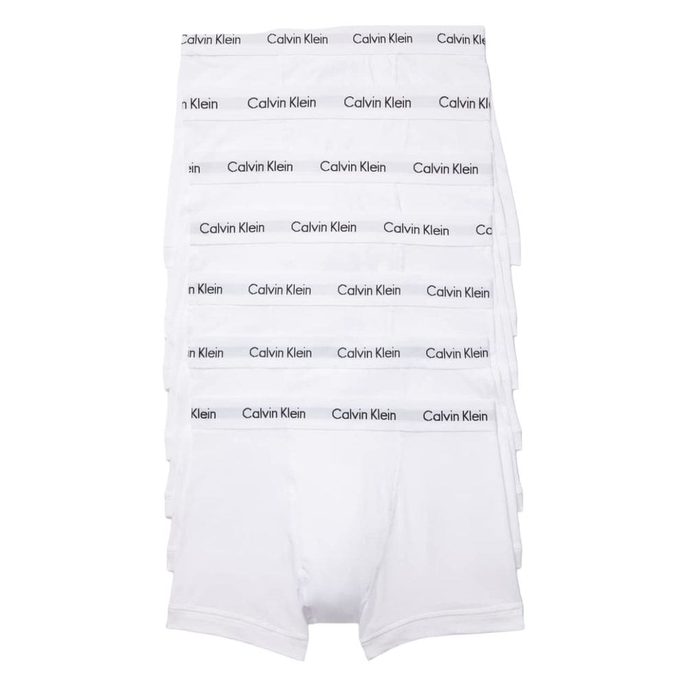 Baú de algodão elástico Calvin Klein para homens, pacote com 7 unidades, branco, tamanho M