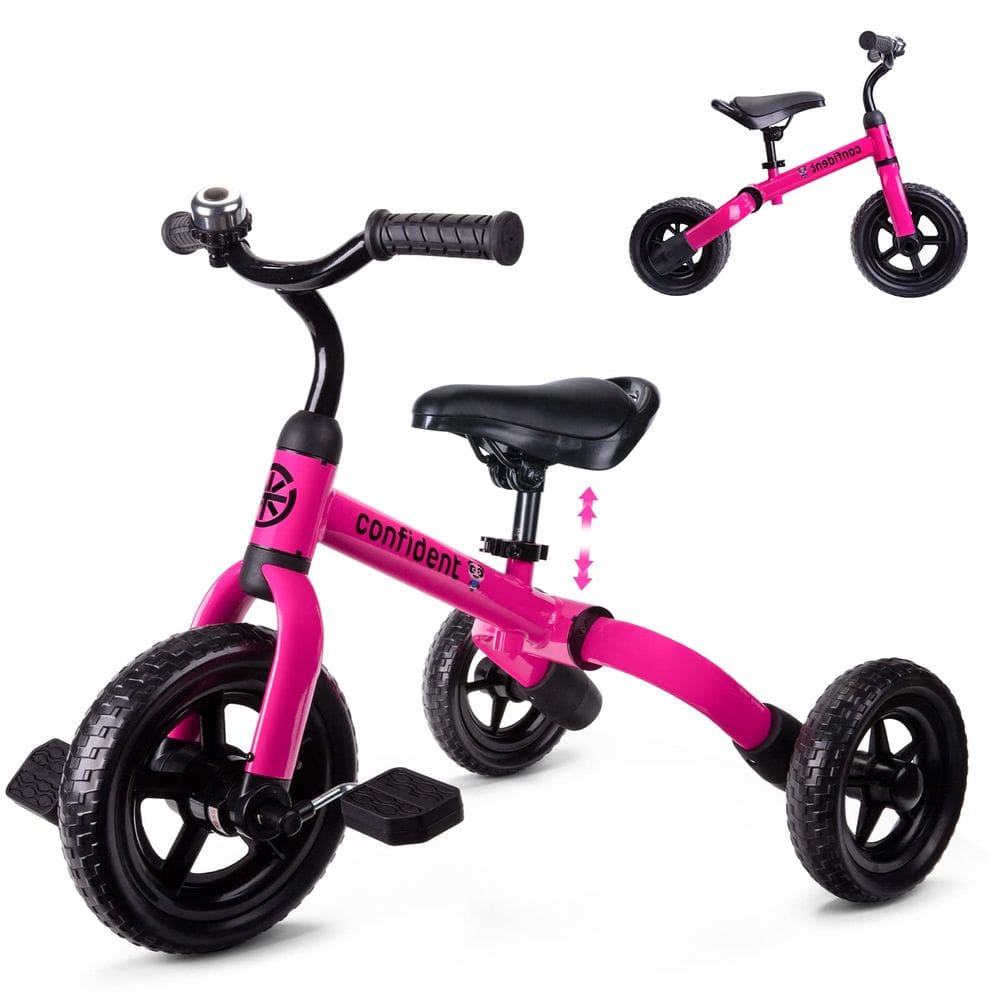 Bicicleta de equilíbrio infantil dobrável Triciclo YGJT 3 em 1 de 2 a 5 anos rosa