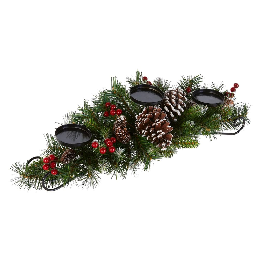 Peça central de Natal artificial National Tree de 30 cm com castiçais