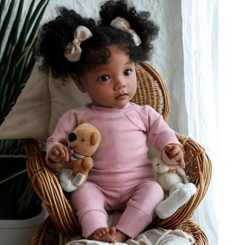 Boneca Reborn BABESIDE Daisy Black Girl 50 cm com roupas