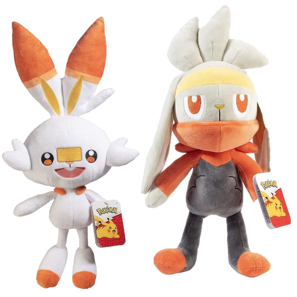 Brinquedos de pelúcia para bichos de pelúcia Jazwares Pokémon 12 Raboot & Scorbunny