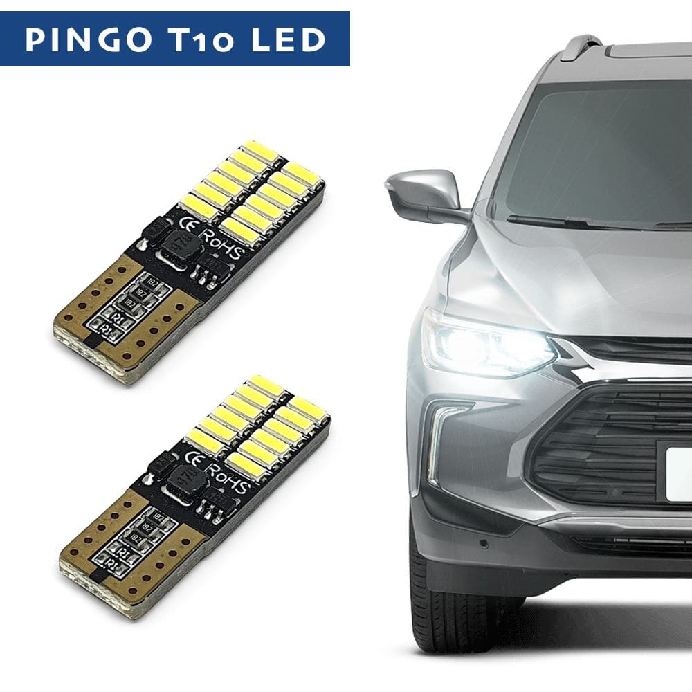 Par Lâmpadas T10 Pingo Led Canbus Branco Lanterna Fiat Strada 1999 2000 2001 2002 2003 Meia Luz Farolete Canceller