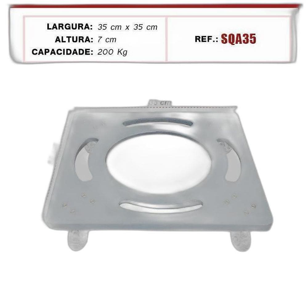 Suporte De Alumínio Com Rodízios Gel Para Vaso Quadrado 35Cm