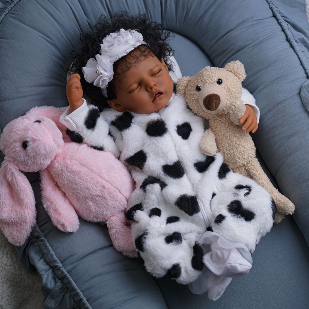 Boneca Reborn BABESIDE Lifelike Black Girl 43 cm com acessórios