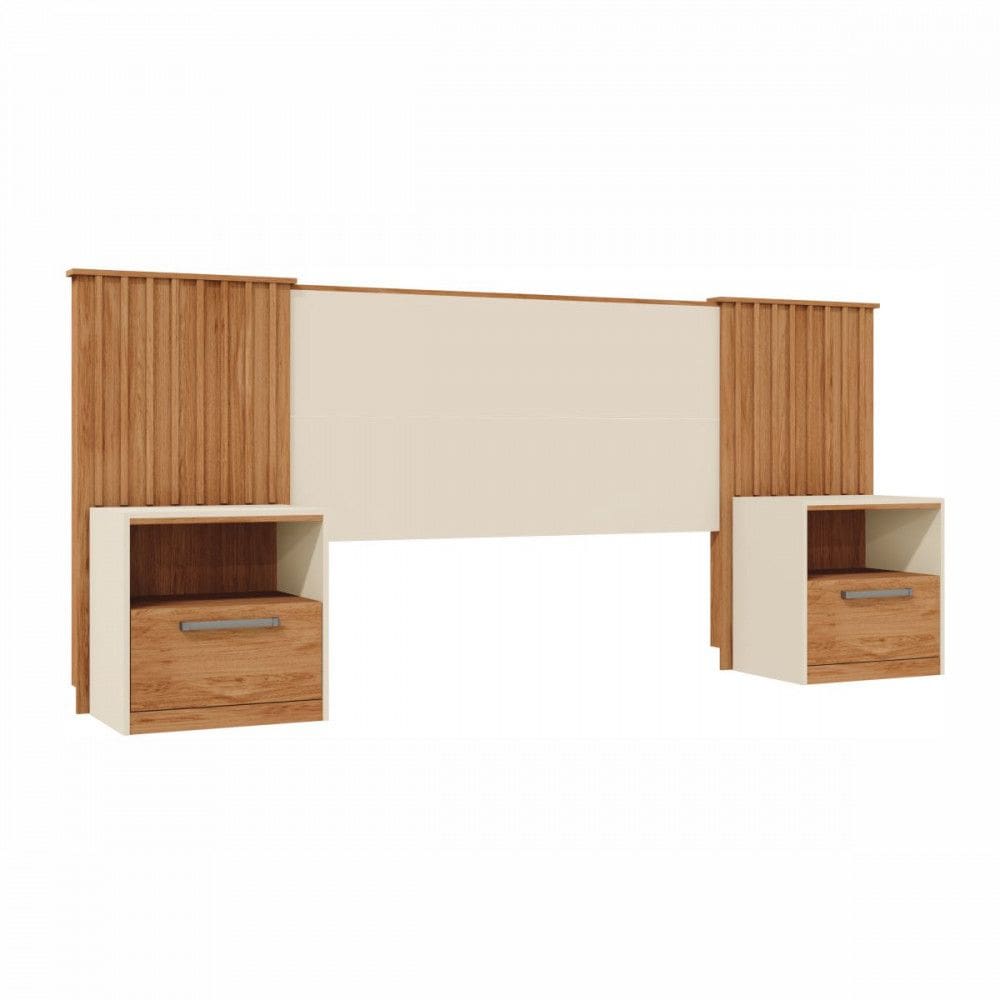 Cabeceira Extensível com Mesa de Cabeceira Lucius Freijo Off White Caemmun