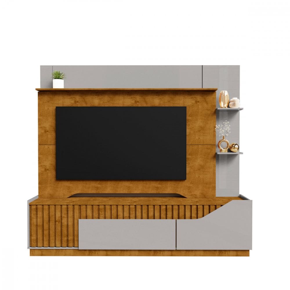 Home Theater Ripado Dallas para TV de até 75 Polegadas Naturalle Off White Bechara
