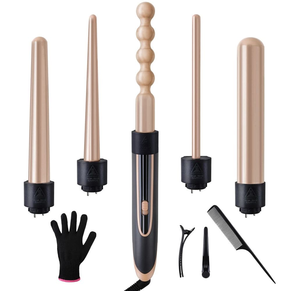 Conjunto de modeladores de cabelo Curling Iron Homfu 5 em 1 com turmalina cerâmica