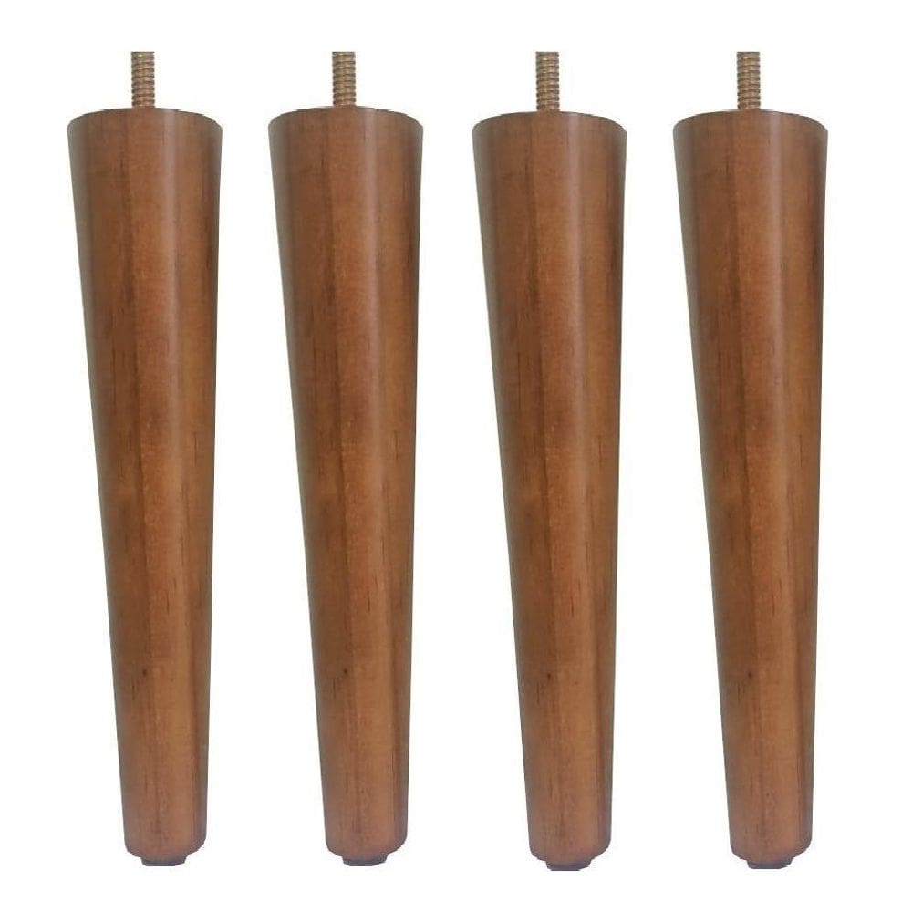 Pé Palito 30cm Madeira Maciça Amendoa Marrom Claro 4 Uni.