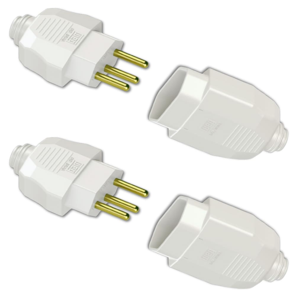 Kit Conjunto Fêmea + Macho 2P+T 20A 250Vca Branco 5 pares