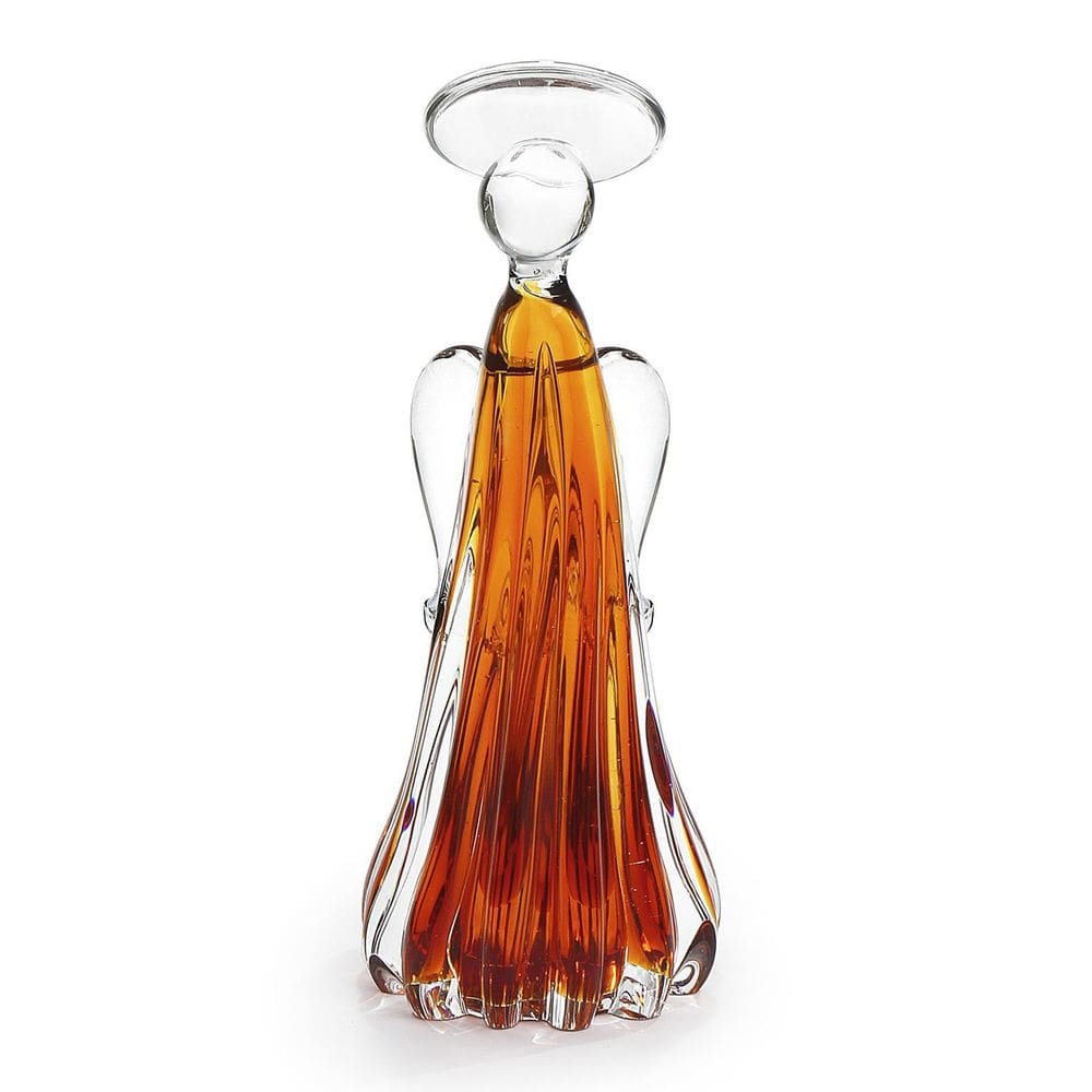 Anjo Em Cristal Murano Âmbar São Marcos 28cm