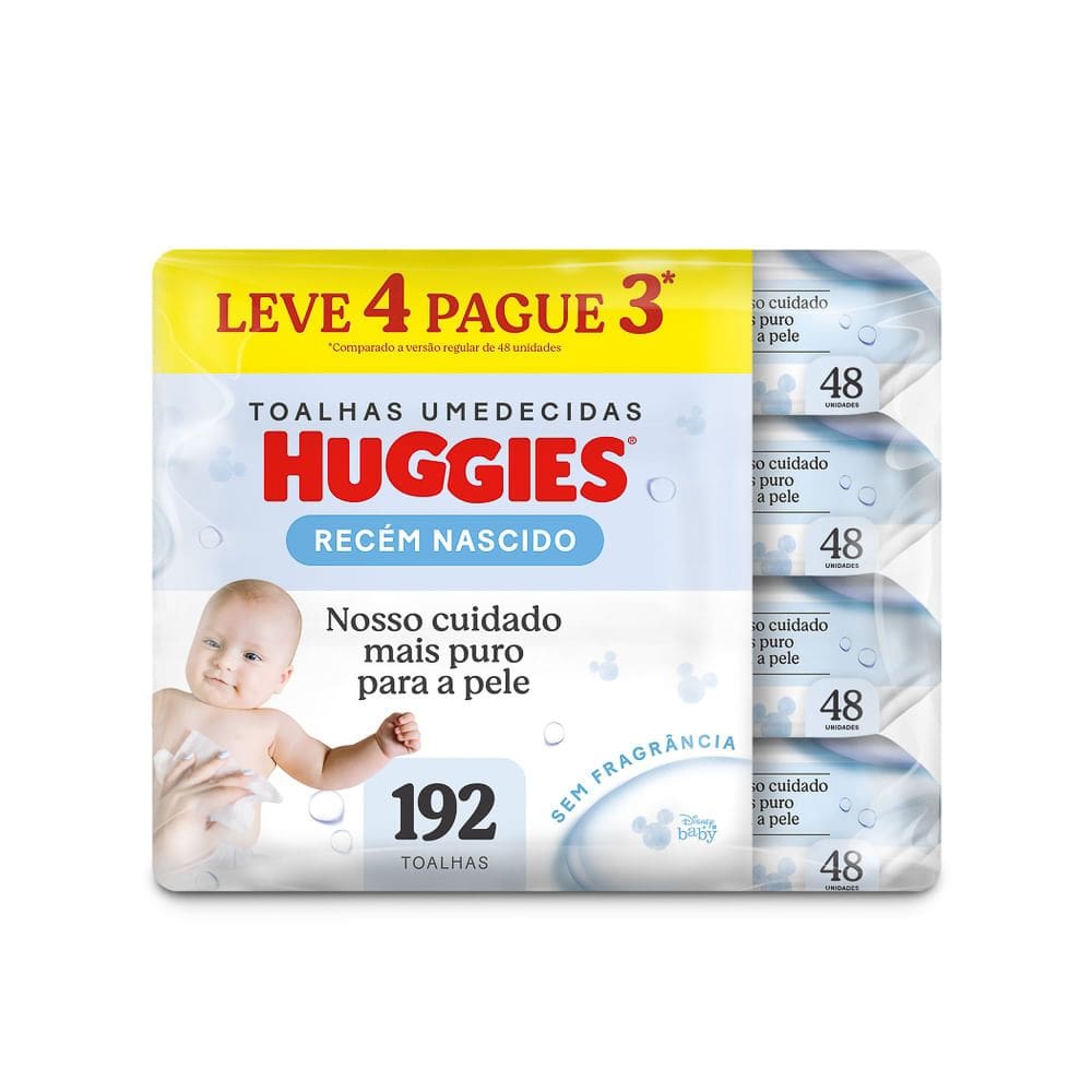 Lenços Umedecidos Huggies Recém-Nascido Sem Fragrância 4x48U